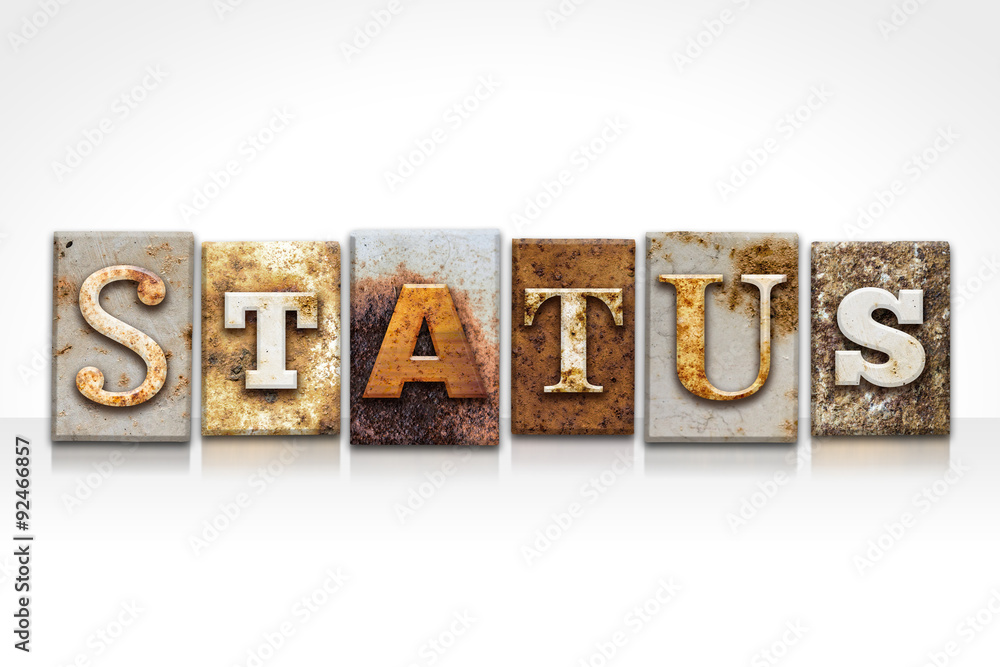Status Letterpress Concept Isolated on White Status Letterpress Concept Isolated on White