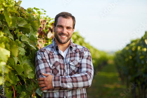 Billede på lærred Winemaker in vineyard