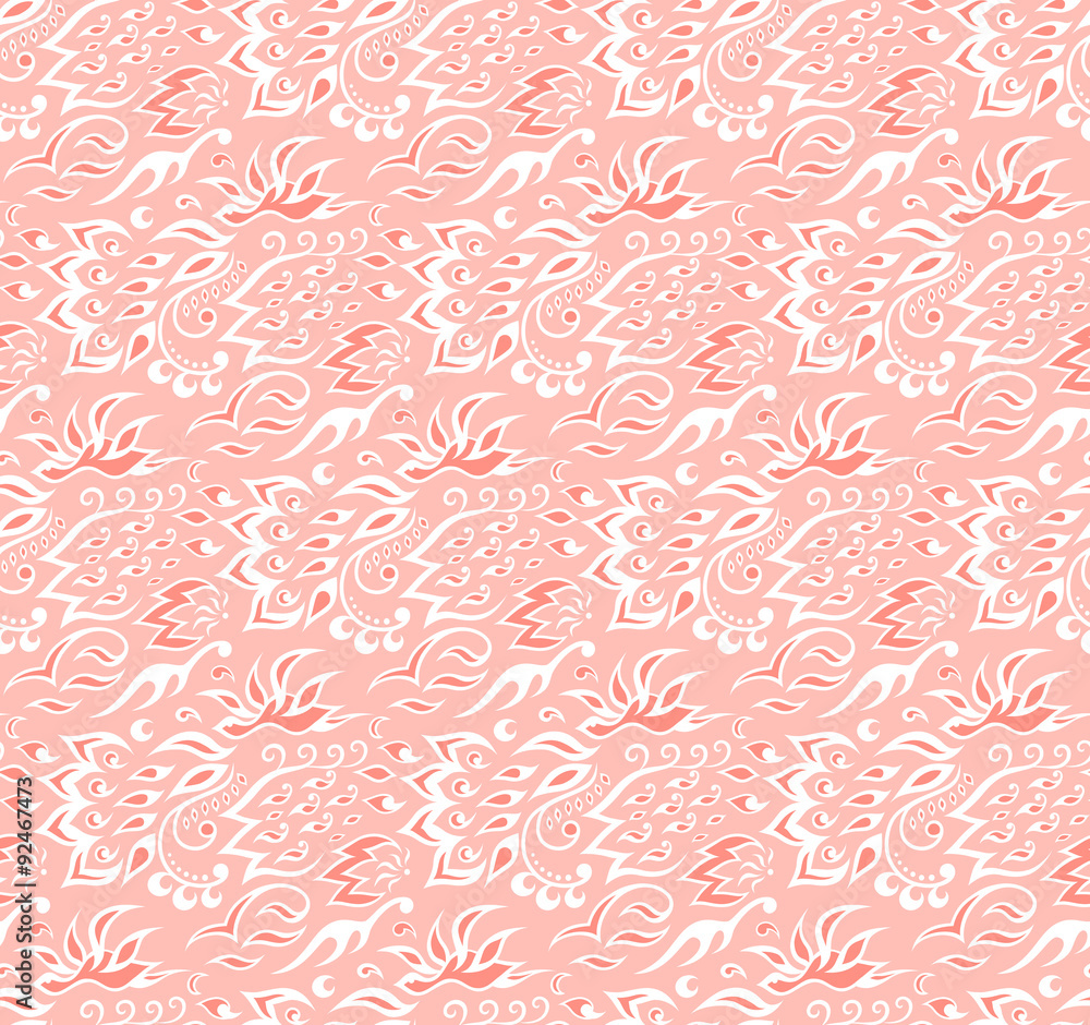 Florall seamless texture on peach background. Florall seamless texture on peach background.