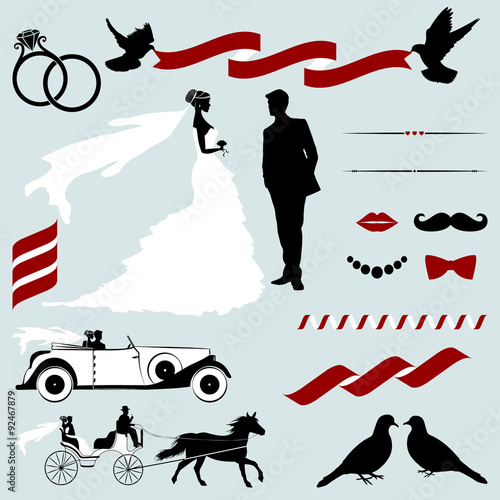 Set of Design Elements for Wedding Invitations