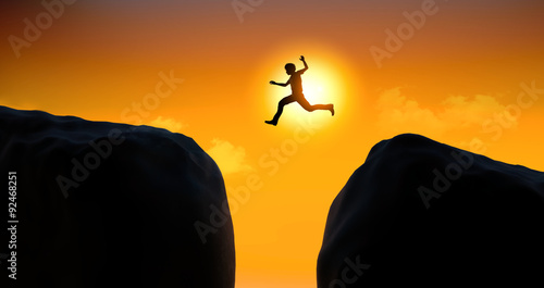 Man jumping at sunset
