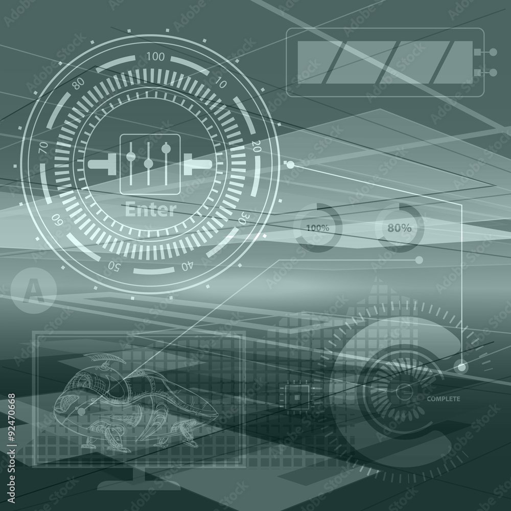 Obraz premium Abstract technology contour objects.Financial business presentat