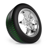 Car winter wheel with separate tread on white background