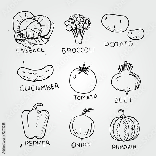 set of vegetables, tomato, cucumber, potato