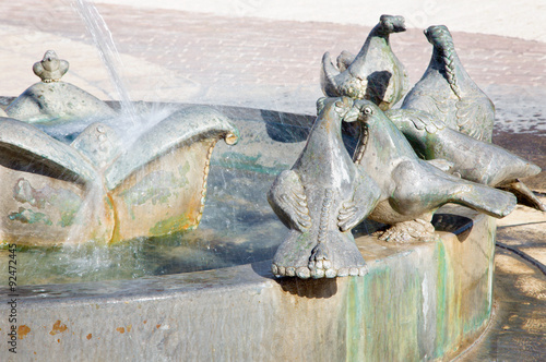 Jerusalem - detail of Lions Fountain  in a park Yemin Moshe photo