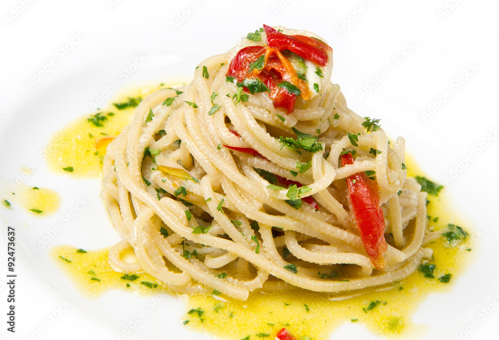 spaghetti with garlic, oil and chili