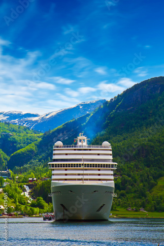 cruise ship in norway fjiord photo