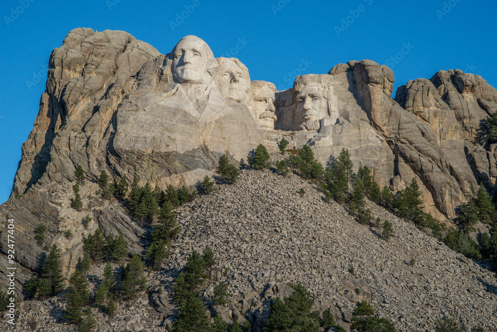 Stone carvings of presidents at Mount Rushmore in South Dakota