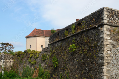 fortified wall and tower of medieval Uzhhorod fortress,Ukraine