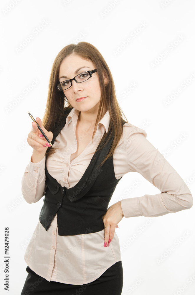 Half-length portrait of serious business girl Half-length portrait of serious business girl