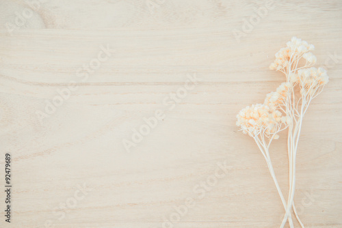 Wood texture background with dried flower decoration