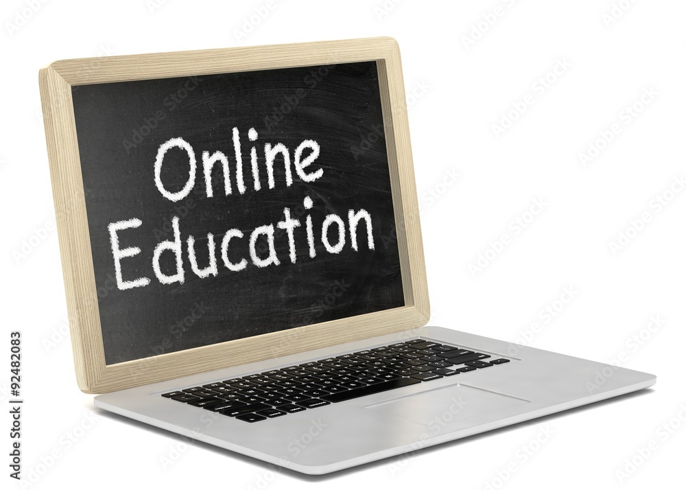 Laptop with chalkboard, online education concept Laptop with chalkboard, online education concept