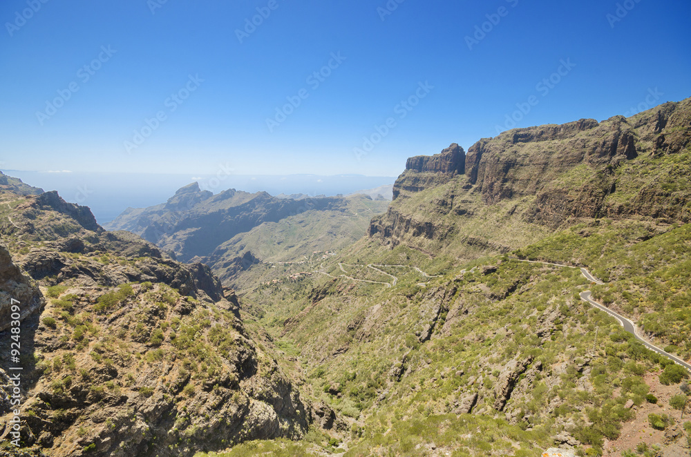 Scenic view of Masca canyon in Tenerife, Canary islands, Spain.