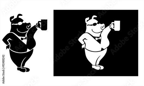 pig beer drink vector image