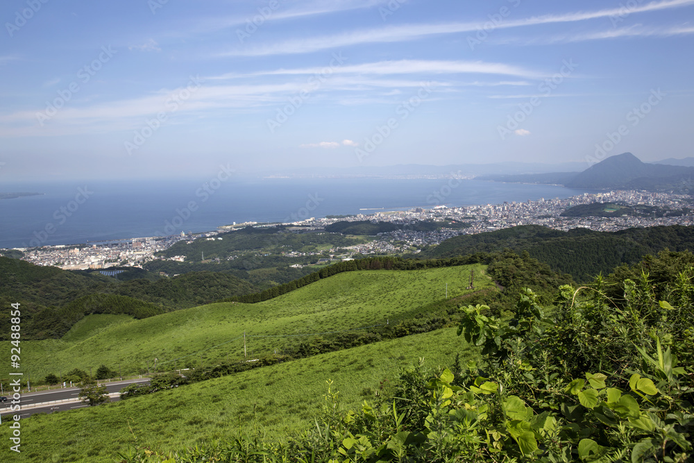 Panoramic view of the City of Beppu in Oita, Japan Panoramic view of the City of Beppu in Oita, Japan