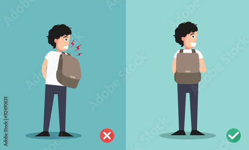 wrong and right ways for backpack standing