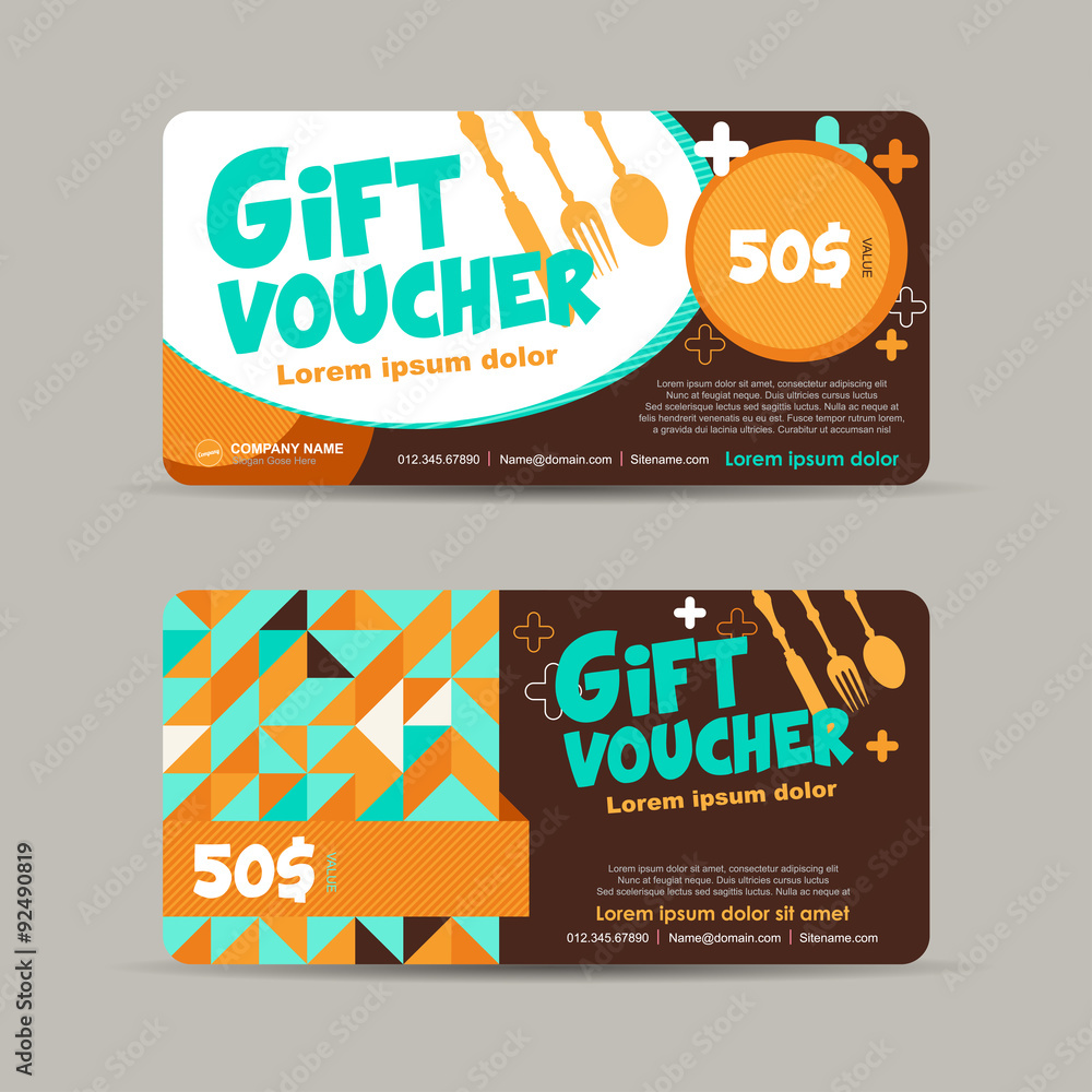Gift voucher template with colorful pattern,cute gift voucher
