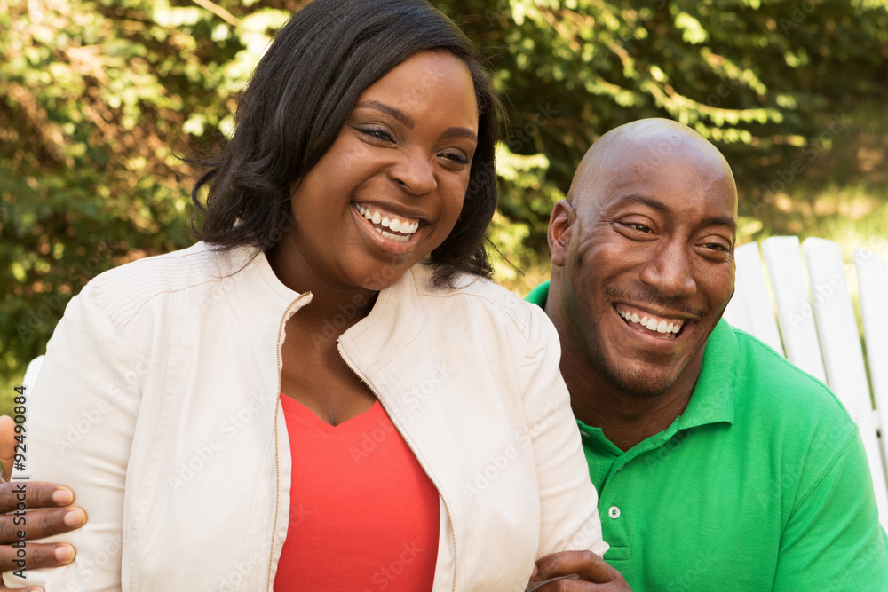 African American couple laughing. African American couple laughing.