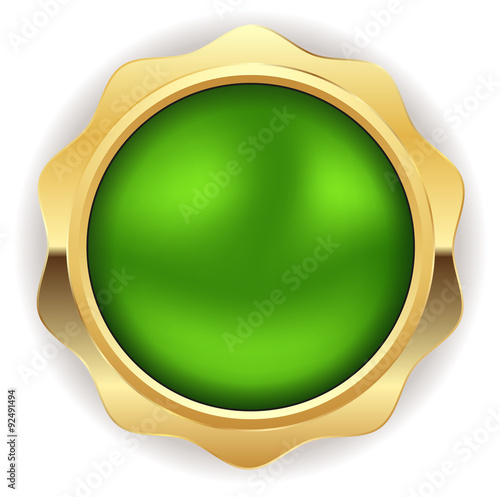 Blank green button with gold border