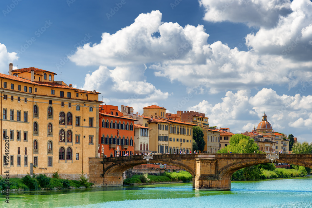 The Ponte Santa Trinita over the Arno River in Florence, Italy