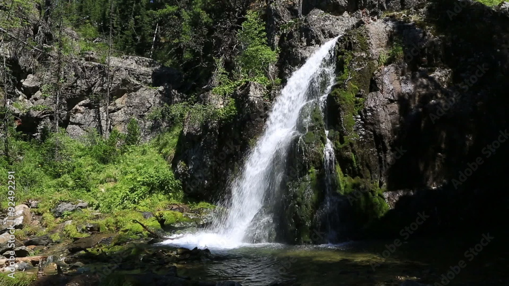 Beautiful Muehtinsky waterfall in Altai Republic. Beautiful Muehtinsky waterfall in Altai Republic.