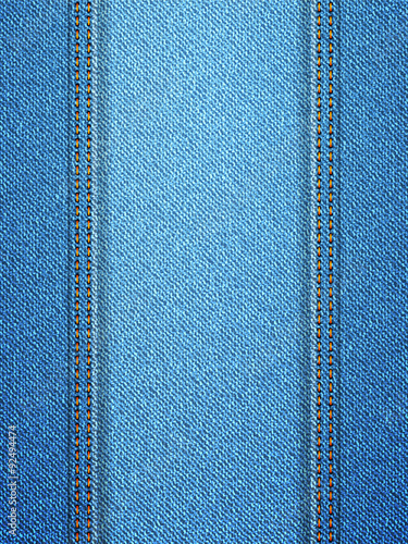 Blue denim background with stitch. Vector illustration.