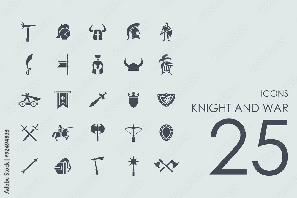 Set of knight and war icons Set of knight and war icons