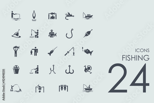Tableau sur Toile Set of fishing icons