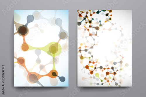 Set of brochure, poster design templates in DNA molecule style