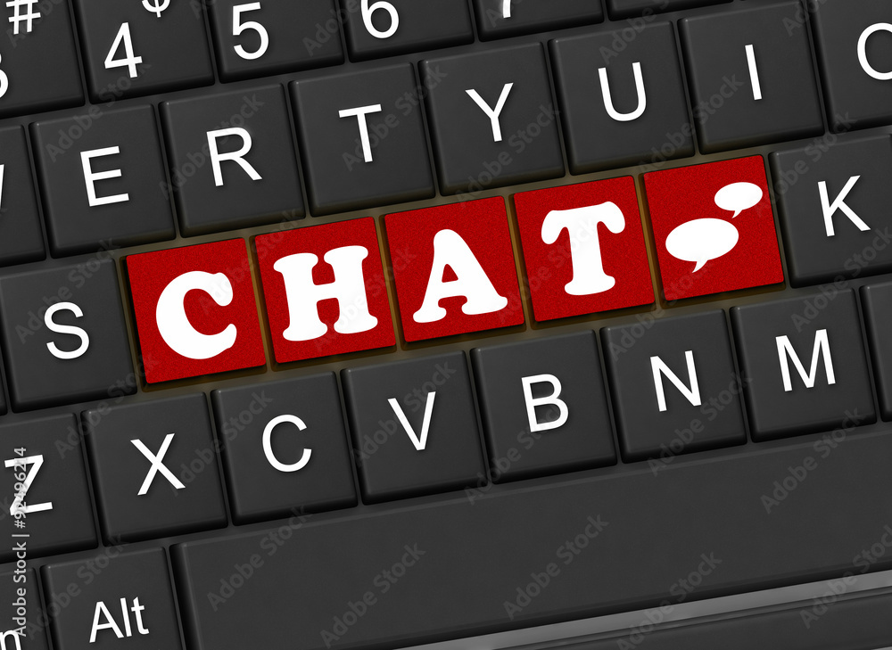 The inscription chat on the black keyboard The inscription chat on the black keyboard