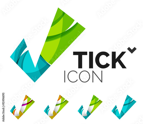 Set of abstract OK and tick icons, business logotype concepts