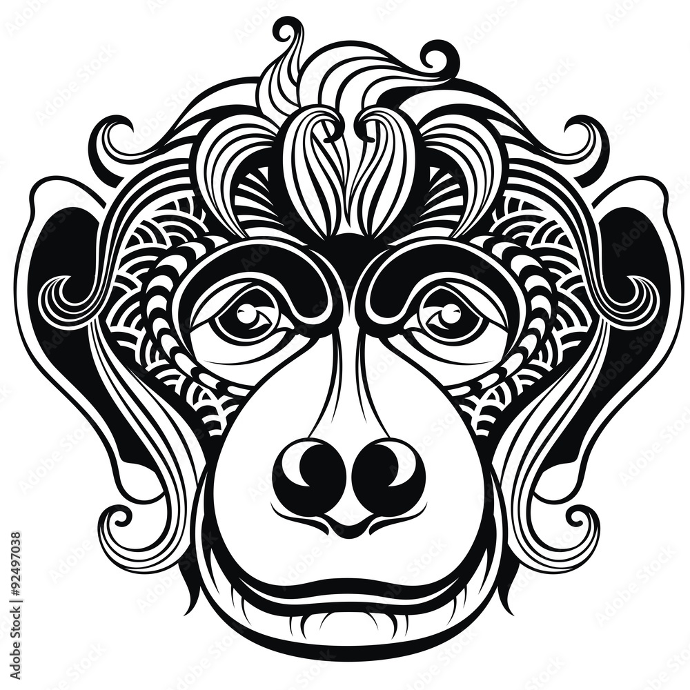 Obraz premium Vector illustration of a monkey, a symbol of New Year 2016
