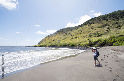 Halawa Bay and women photographers, Molokai, Hawaii