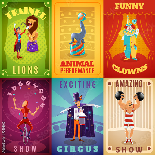 Circus 6 flat banners composition poster