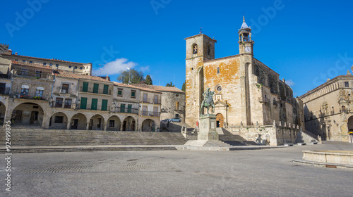 Wide view of Plaza Mayor at Trujillo. Spain 