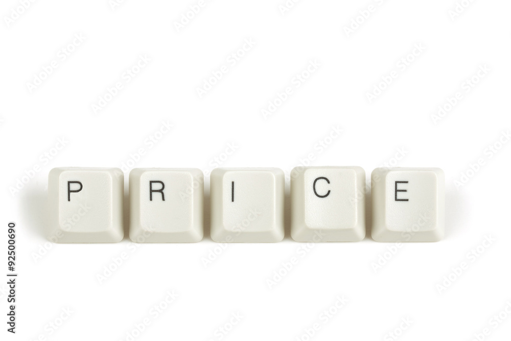 price from scattered keyboard keys on white price from scattered keyboard keys on white