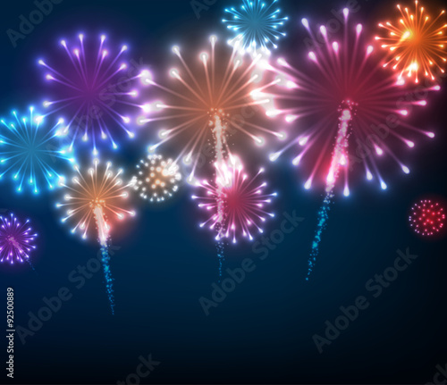 Festive colour firework background.