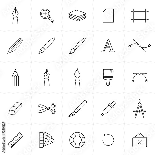 Drawing and painting tools icons