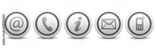 Contact Us – Set of light gray buttons with reflection & black