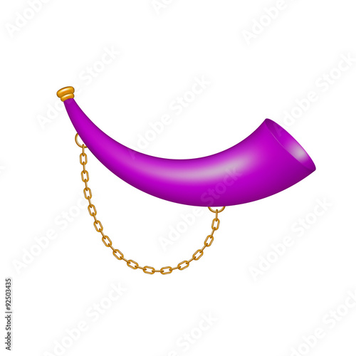 Hunting horn in purple design with golden chain 