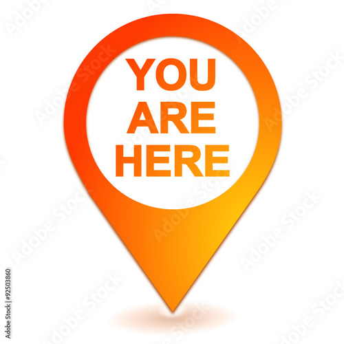 you are here on geolocation orange symbol