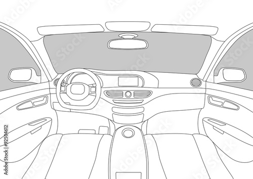 modern car cockpit, vector illustration
