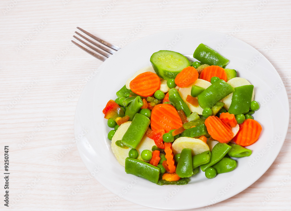 Mixed vegetables on a plate