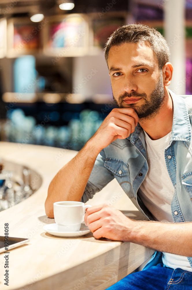 Enjoying coffee break. Enjoying coffee break.