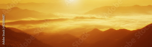 Mountain foggy sunrise
