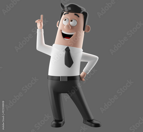 3D funny cartoon character illustration office man in suit isolated photo