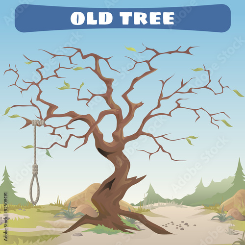 Old dead tree with the gallows, Wild West