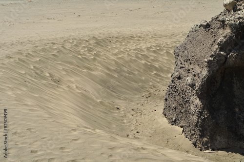 Rock and sand dunes typical for the Auckland west coast.