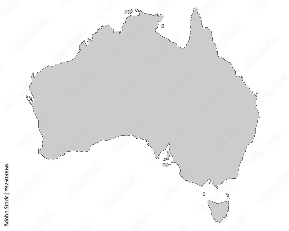 Australien - Karte in Grau