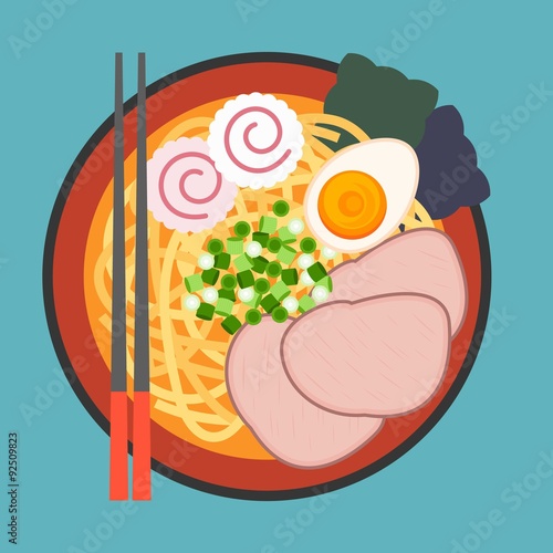 vector Japanese noodle Ramen,flat design,no gradient